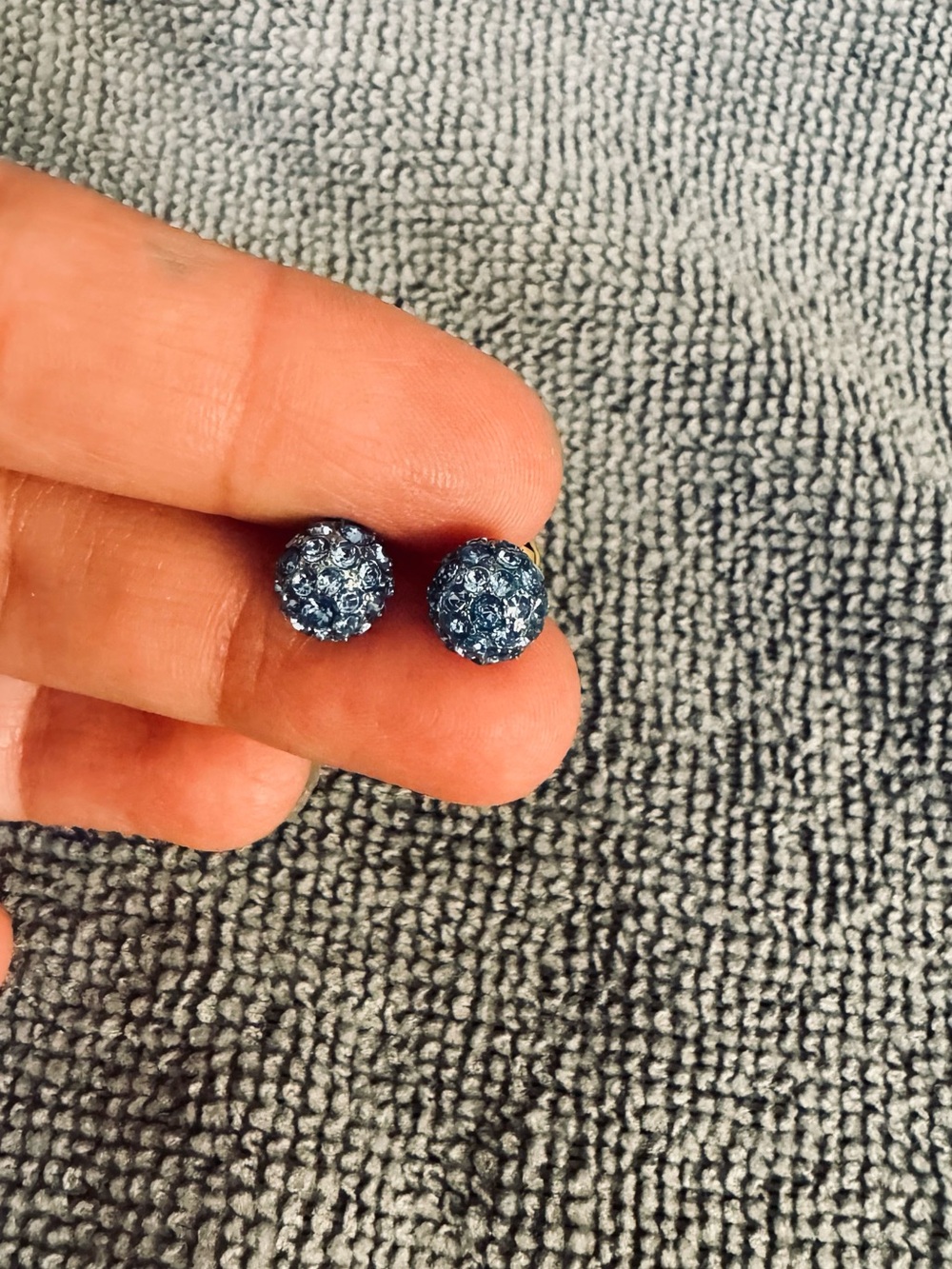 Fashion Jewelry Blue Crystal Pave Ball Stud Earrings